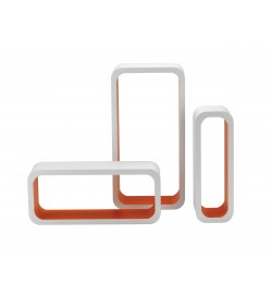 Set 6 mensole da parete componibili in legno moderne per la casa colore bianco e arancione