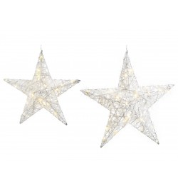 Set 2 Stelle Natalizie Luminose da Appendere con Led Effetto Neve