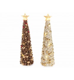 Set 2 Alberi di Natale da Tavolo con Luci Led - Altezza 41 cm