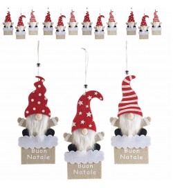 Decorazioni da Appendere in Panno con Babbo Natale Barbuto - Set da 15