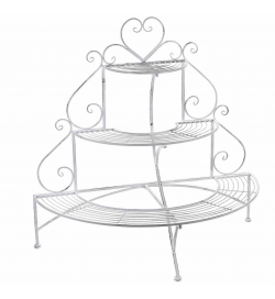 Espositore a 3 Ripiani in Metallo Bianco Stile Shabby Chic