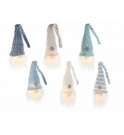 Set 6 Babbo Natale luminosi con barba e cappello