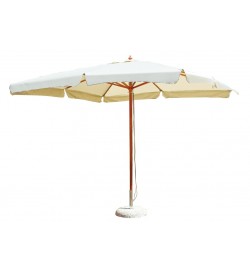 Ombrellone da giardino in legno 3 x 2 metri con palo rinforzato telo color ecrù