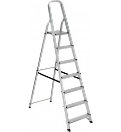 Scala in alluminio con sette gradini per uso domestico e bricolage pieghevole