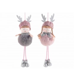 Decorazioni Natalizie da Appendere Artigianali in Pelliccia Sintetica Set da 6 Bamboline per Decorare l'Albero e la Casa