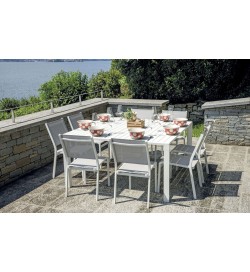 Tavolo Maxi Allungabile 2 in 1 per Casa e Giardino Fino a 8 Posti, Colore Bianco