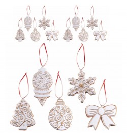 Decorazioni Natalizie da Appendere: 10 Figure Assortite in Stile Shabby Chic