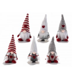 Pupazzetti Babbo Natale da appoggiare in stoffa imbottita set da 6 decorazioni per la casa