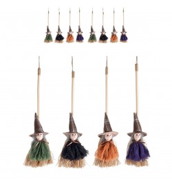 Befane con Scopa, Abito e Cappello da Appendere - Set 8 Streghe