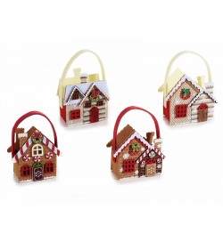Set 8 borsette Natalizie decorative a forma di casette