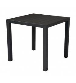 Tavolo per bar e giardino in alluminio con piano a doghe 80 x 80 centimetri