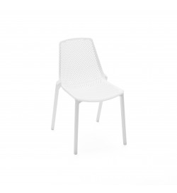Set 4 sedie da giardino impilabili con lavorazione traforata color bianco