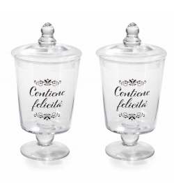 Barattoli da Cucina in Vetro Decorato per Alimenti, Set da 2 Pezzi