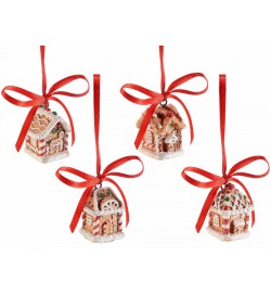 Palline per albero di Natale a forma di casetta marzapane set da 12 pezzi