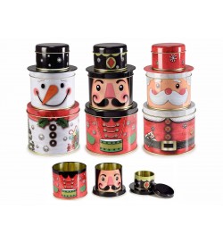 Barattoli componibili a forma di personaggi Natalizi set da 3 barattoli idea regalo per Natale