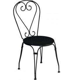 Set 4 sedie da giardino in ferro antiruggine nero con cuscini