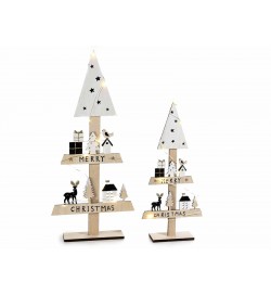 Alberi di Natale da Tavolo Moderni Con Luci Led a Batteria Decorazione Natalizia per la Casa in Legno Set da 2 Idea Regalo