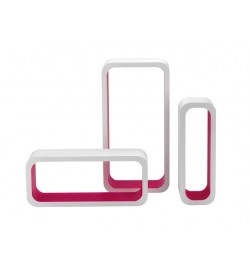 Set 6 mensole da parete moderne componibili bicolore bianche e fucsia
