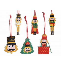 Decorazioni Natalizie per la Casa e l'Albero in Legno Addobbi Natalizi a Forma di Schiaccianoci Set 48 Pezzi Altezza 5,5 Cm