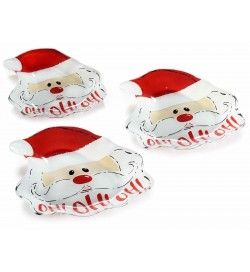 Set 6 Piatti in Vetro Colorato a Forma di Babbo Natale