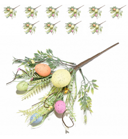 Rametti Pasquali con Foglie e Uova per Composizioni Fai da Te, 10 Pezzi