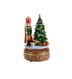 Carillon Natalizio con Albero di Natale e Soldato Schiaccianoci Girevole Addobbo Natalizio in Movimento con Suoni Idea Regalo