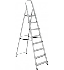 Scala in alluminio con otto gradini per uso domestico e bricolage pieghevole