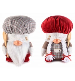 Set 2 Babbo e Mamma Natale chef in stoffa con mestolo in legno - Addobbi per casa e negozi