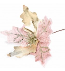 Stelle di Natale Artificiali Color Oro e Rosa in Pelo - Set da 16