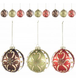 Palline di Natale in Vetro Colorato Addobbi Artigianali per Albero 12 Pezzi