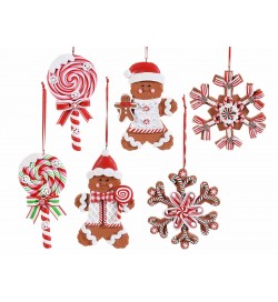 Decorazioni Natalizie da appendere per l'albero e la casa con personaggi pan di zenzero 6 pezzi