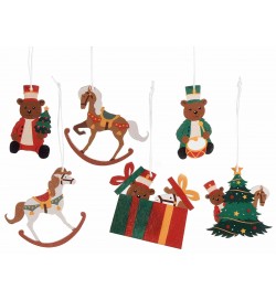 Decorazioni Natalizie per la Casa e l'Albero in Legno Addobbi Natalizi con Personaggi Vintage Set 48 Pezzi Figure Assortite Altezza 7,5 Cm