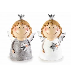 Angioletti Natalizi in resina decorata set da 2 angeli di Natale idea regalo
