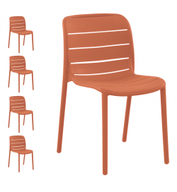 Set 4 sedie da esterno rosse, arredo bar, ristoranti, giardino