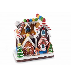 Casetta di Natale in Resina con Suoni Carillon Natalizio Idea Regalo