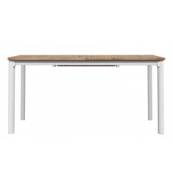 Tavolo da giardino in alluminio bianco e piano in teak allungabile da 1,5 a 2,1 metri