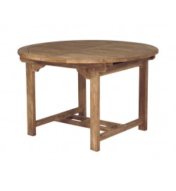 Tavolo per esterni in legno teak rotondo allungabile da 120 a 170 centimetri