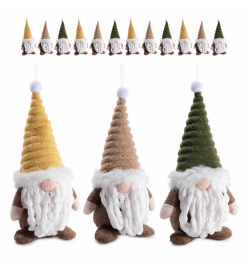 Set 15 Babbo Natale in panno con cappello da appendere o appoggiare - Addobbi per l'albero e la casa