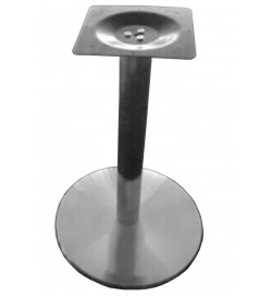 Base per tavolo bar in acciaio con piede centrale e piastra rotonda