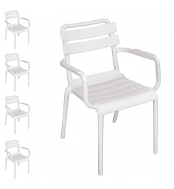 Set 4 sedie da esterno bianche con braccioli