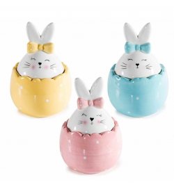Barattoli da cucina in ceramica a forma di coniglietto set 3 pezzi