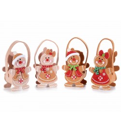 Set 12 borsette Natalizie decorative omini pan di zenzero