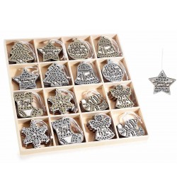 Decorazioni Natalizie da appendere per l'albero e la casa in legno set da 48 figure Natalizie assortite