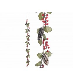 Set 2 Festoni Natalizi da Appendere con Pigne e Bacche Rosse