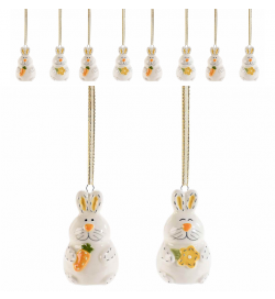8 Coniglietti da Appendere in Ceramica Decorazione Pasquale per la Casa