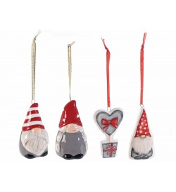 Decorazioni Natalizie da Appendere in Ceramica Dipinte a Mano Addobbi per Albero di Natale Figure Assortite 8 Pezzi Altezza 7,5 Cm