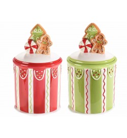 Barattoli da Cucina per Biscotti, Zucchero, Alimenti in Ceramica con Decori Natalizi