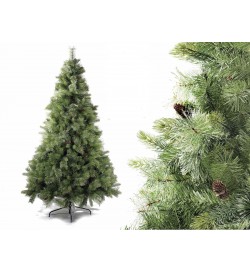 Albero di Natale artificiale pino verde con glitter e pigne 1017  rami altezza 2,10 metri