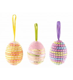 12 Uova Pasquali Decorative da Appendere in Stoffa Colorata