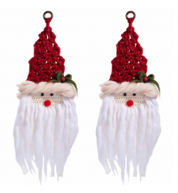 Set 2 Babbo Natale in maglia da appendere - Decorazioni per l'albero e la casa